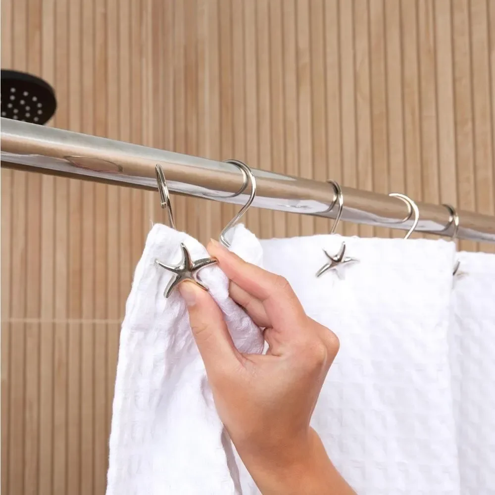 Luxury Silver Starfish Shower Curtain Hooks